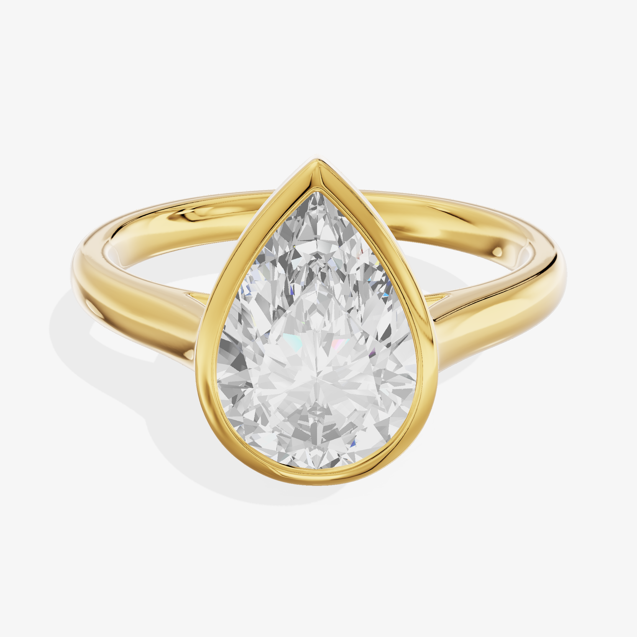 2.06 carat pear Lab-Grown Diamond Bezel Set Ring — 14K yellow gold