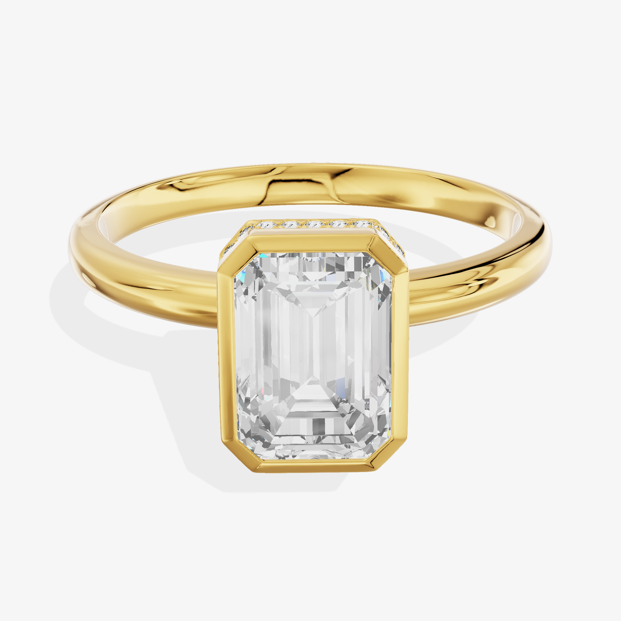 14K Yellow Gold 3.06 Carat Emerald Cut Lab-Grown Diamond E VS1 Halo Ring