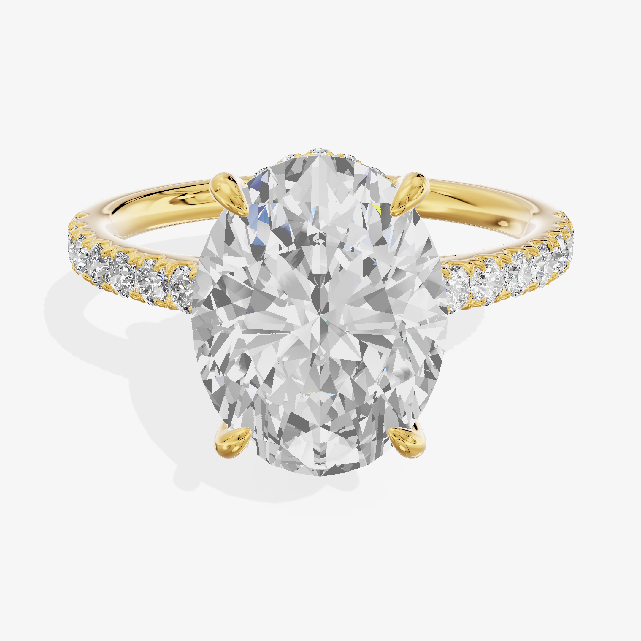 3.03carat oval Lab-Grown Diamond Halo Ring — 14K yellow gold
