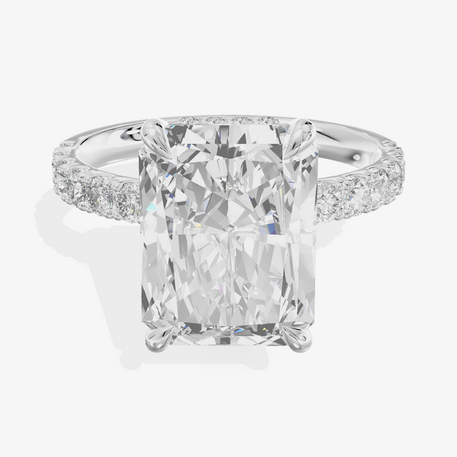 14K White Gold Ring with 3.02 Carat Radiant Cut Lab-Grown Diamond