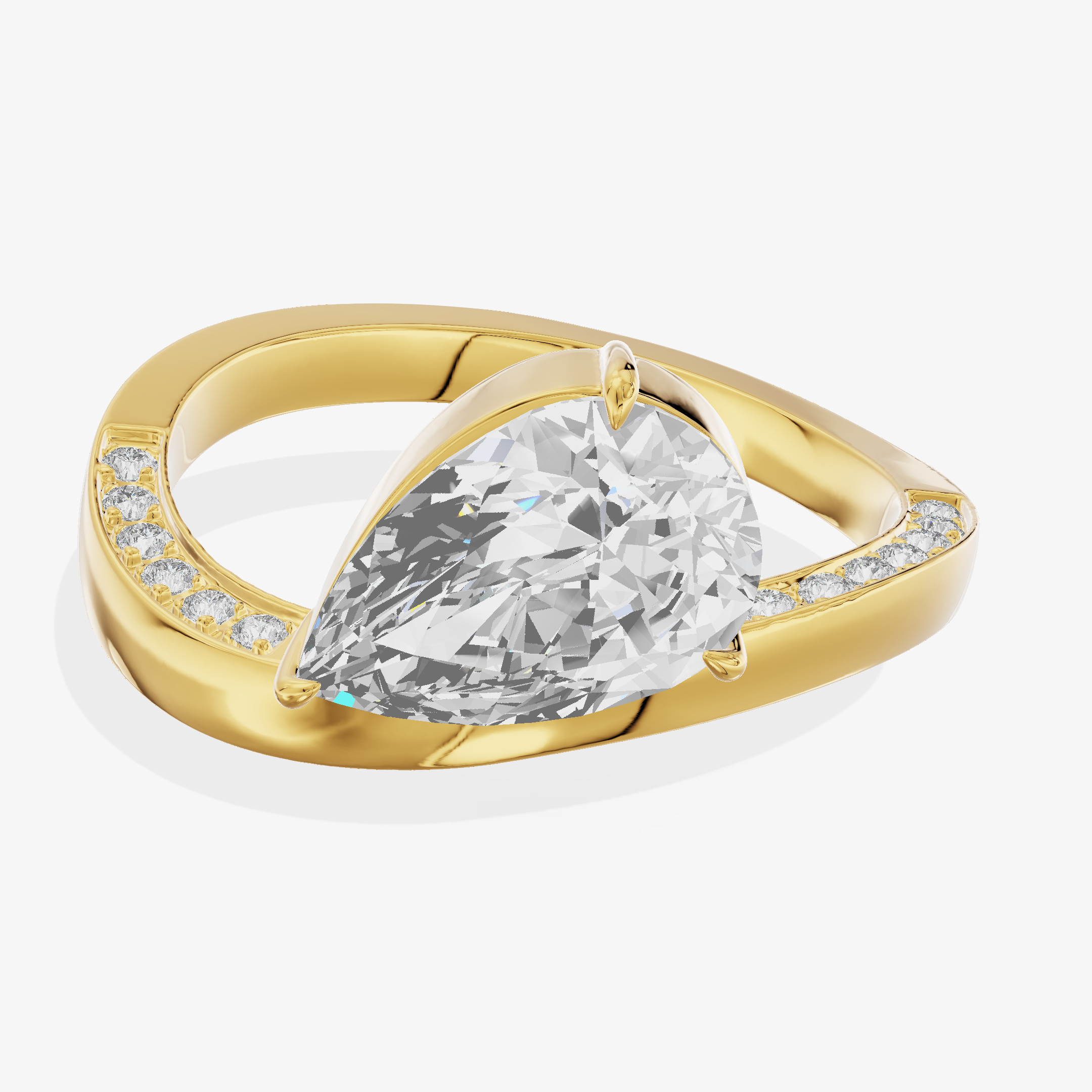 2.1-carat pear Lab-Grown Diamond Halo Ring — 14K yellow gold