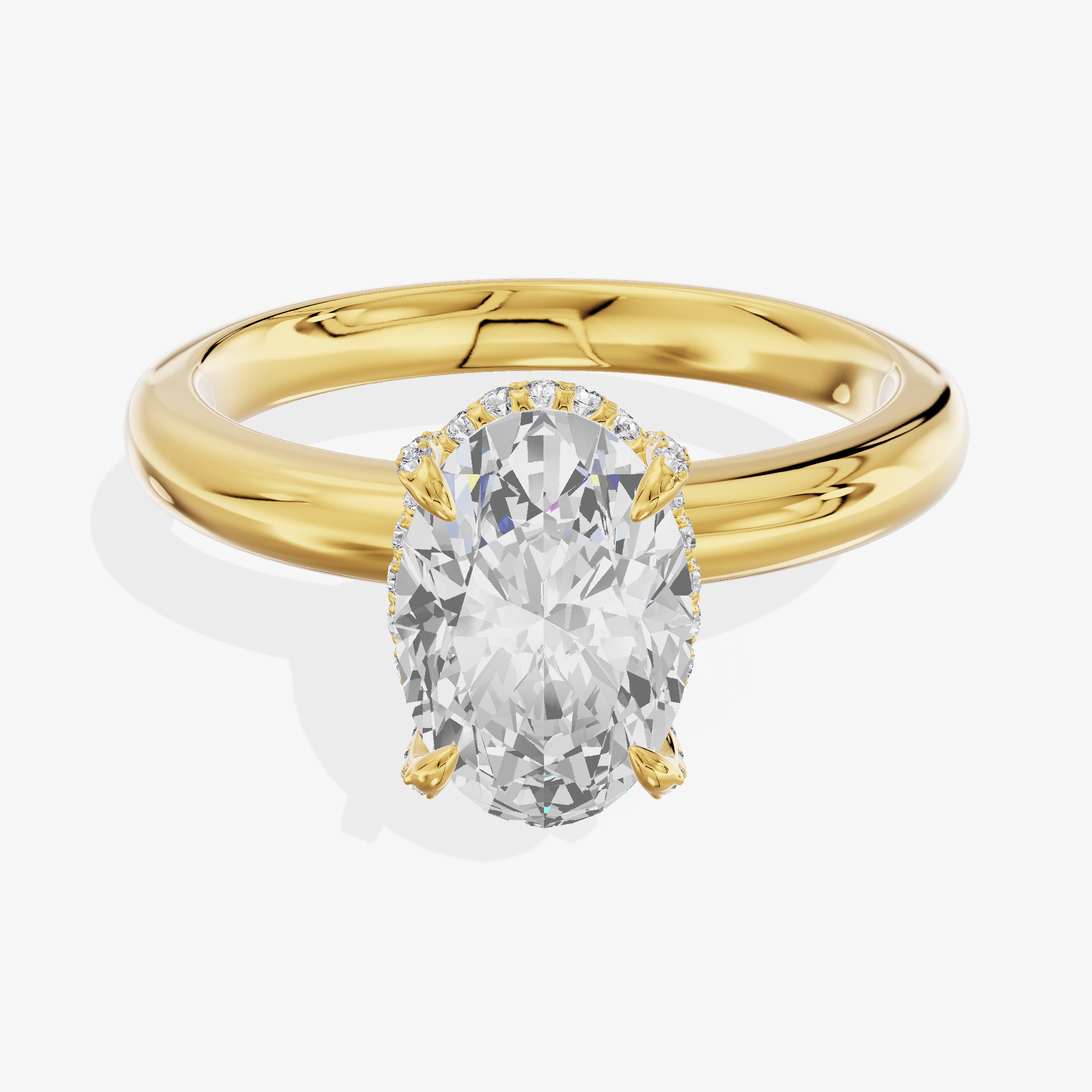 18K Yellow Gold 3.08 Carat Oval Cut Lab-Grown Diamond D VS1 Ring with Diamond Accents
