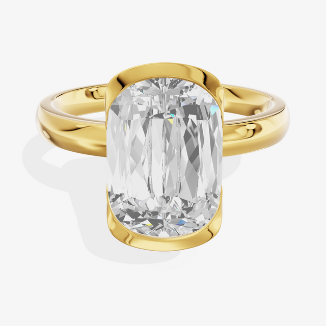 14K Yellow Gold 3.09 Carat Ashoka Cut Lab-Grown Diamond E VVS2 Solitaire Ring