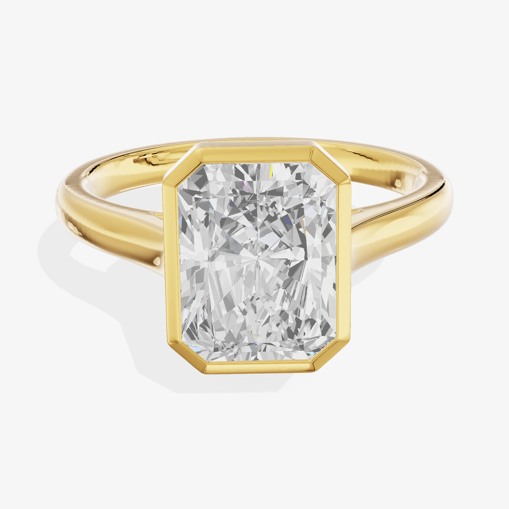 18K Yellow Gold 3.54 Carat Radiant Cut Lab-Grown Diamond D VVS2 Solitaire Ring