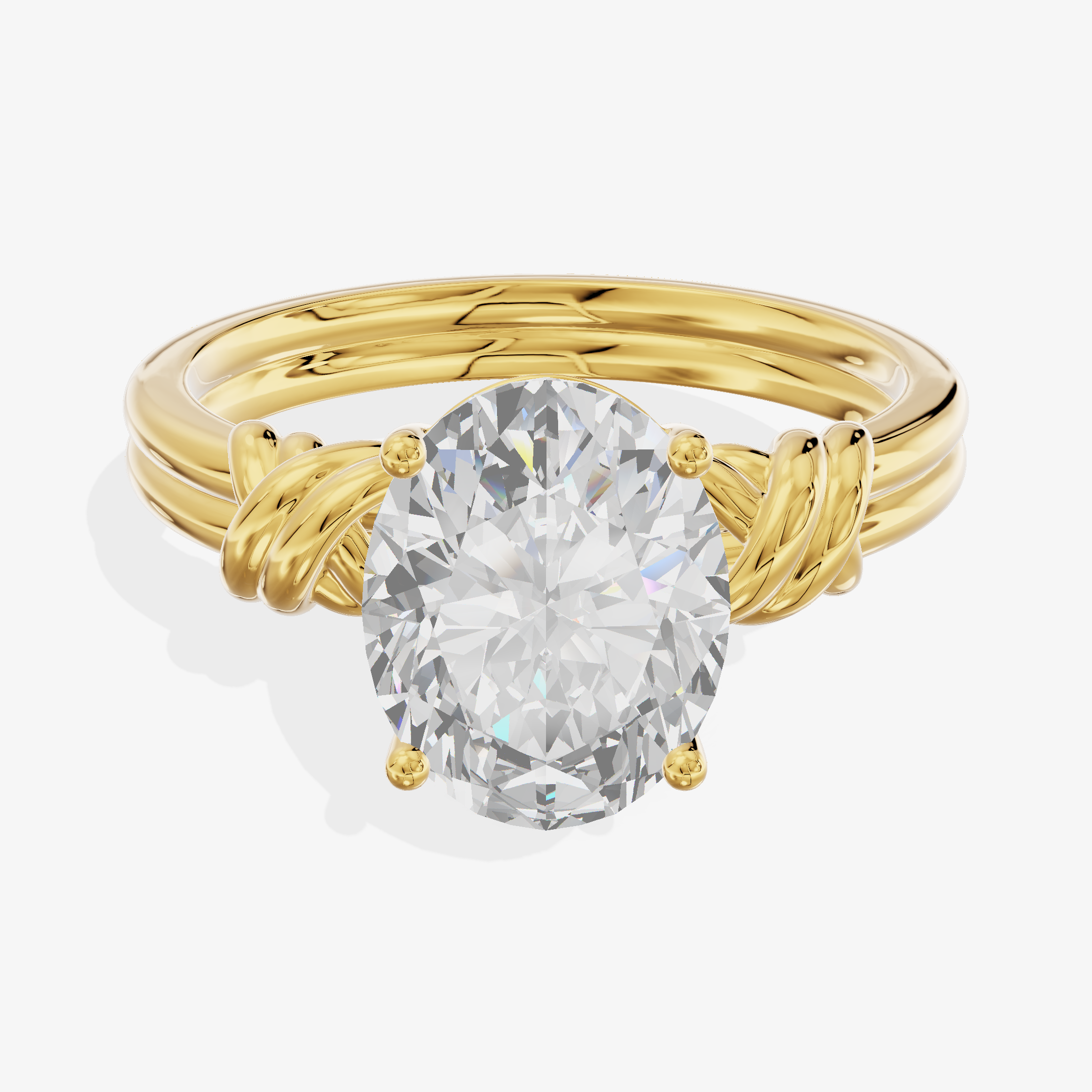 18K Yellow Gold 1.00 Carat Round Brilliant Cut Lab-Grown Diamond D VVS2 Solitaire Ring