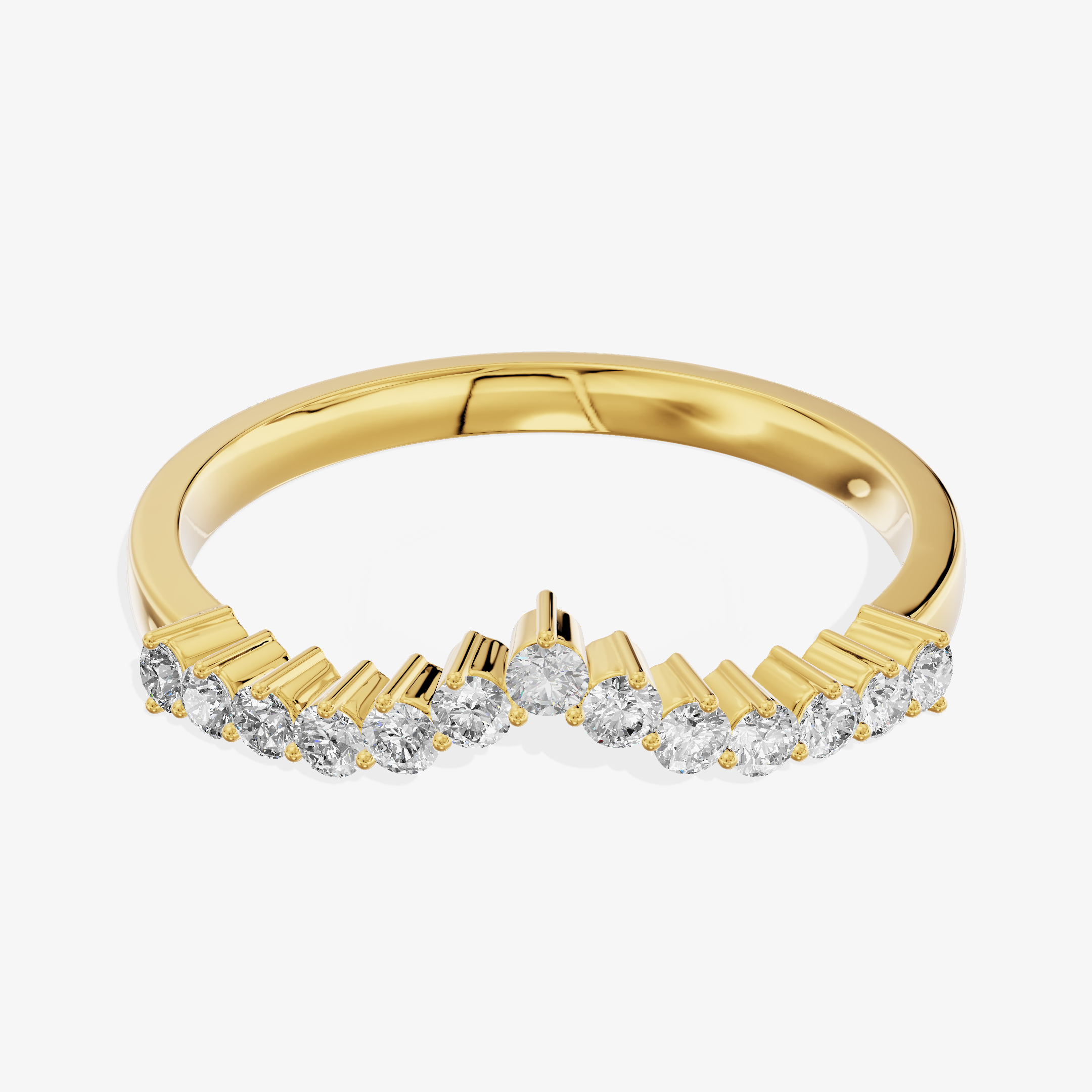 18K Yellow Gold Round Lab-Grown Diamond Band Ring