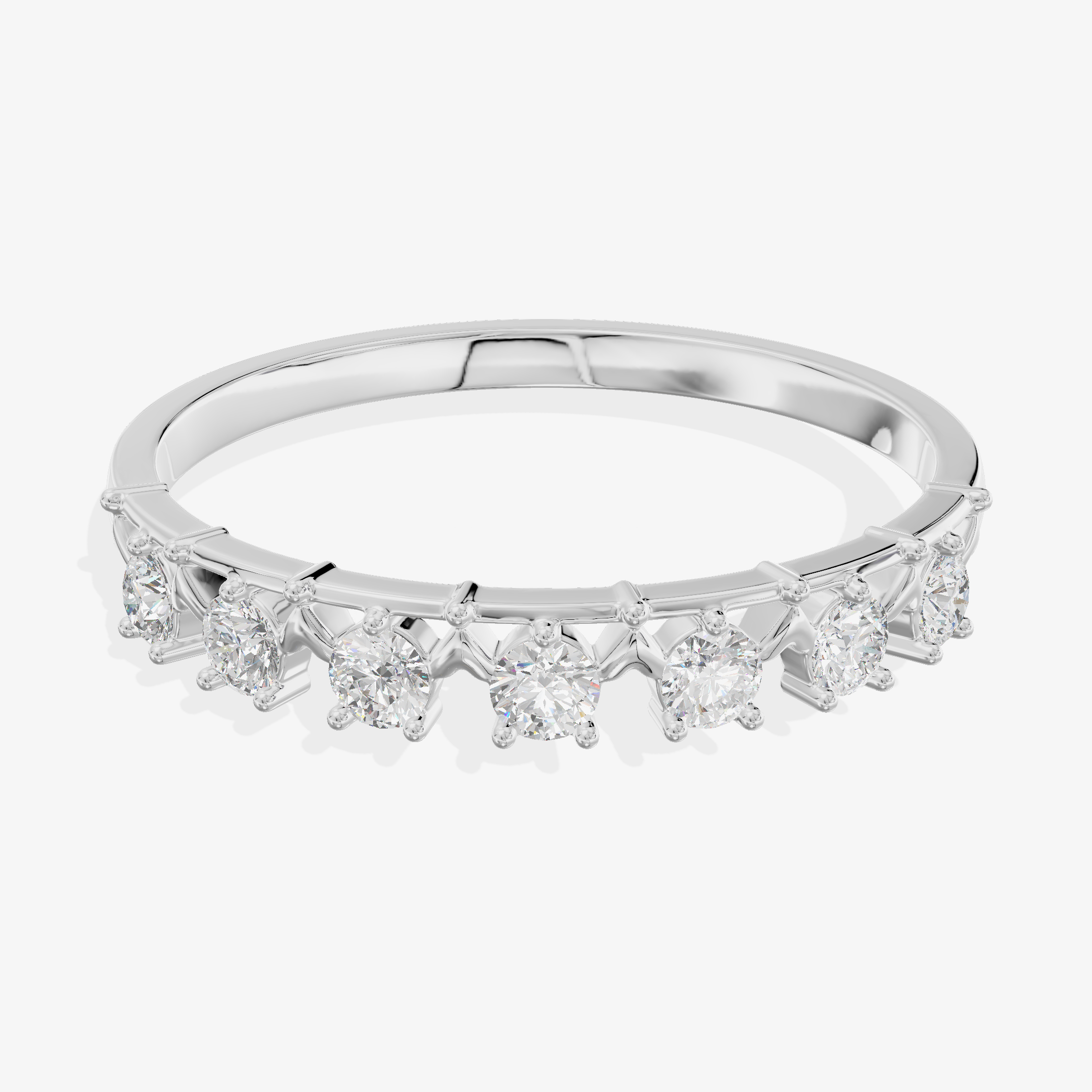 18K White Gold 0.14 Carat Seven-Stone Round Lab-Grown Diamond Ring