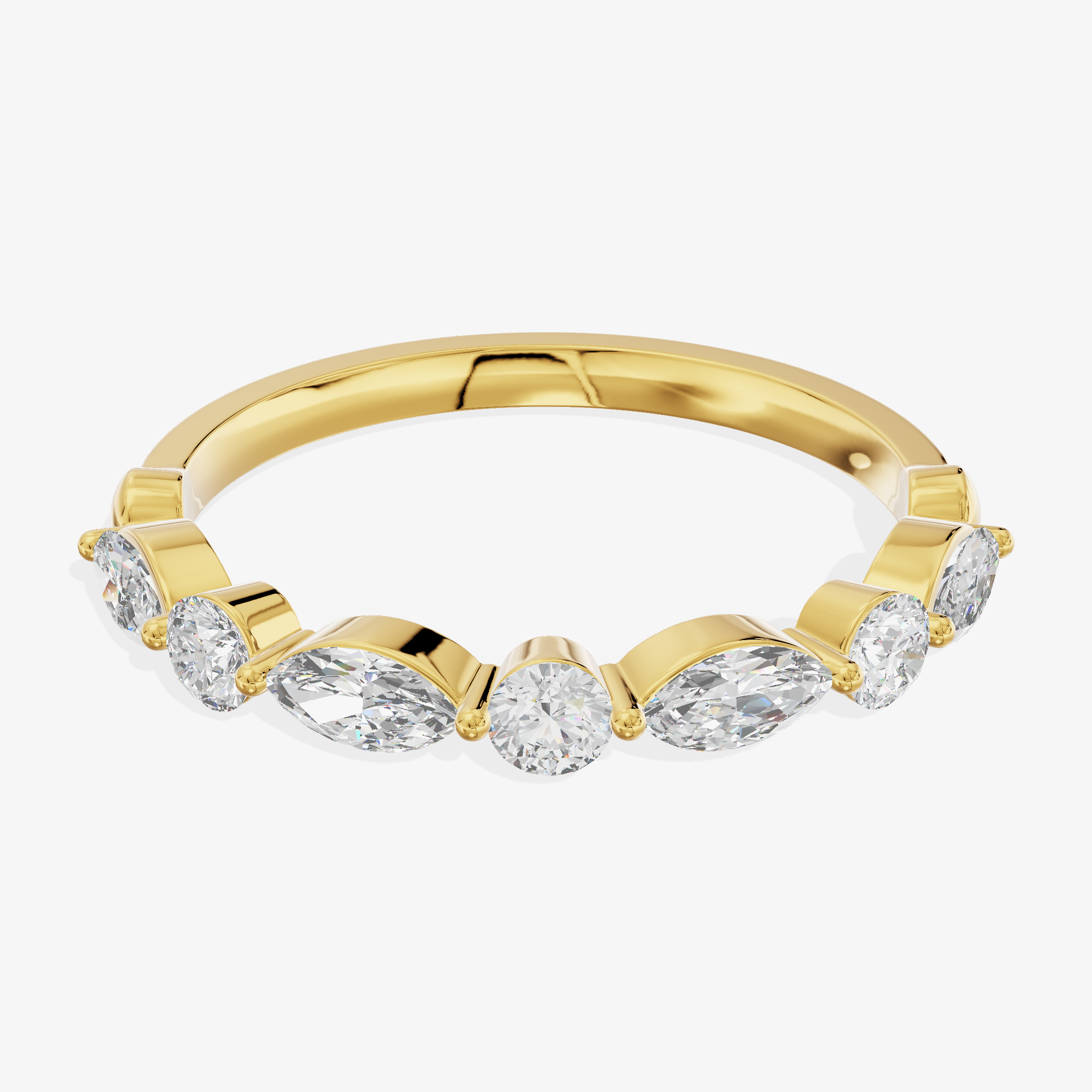 18K Yellow Gold 0.57 Carat Marquise and Round Lab-Grown Diamond Cluster Ring