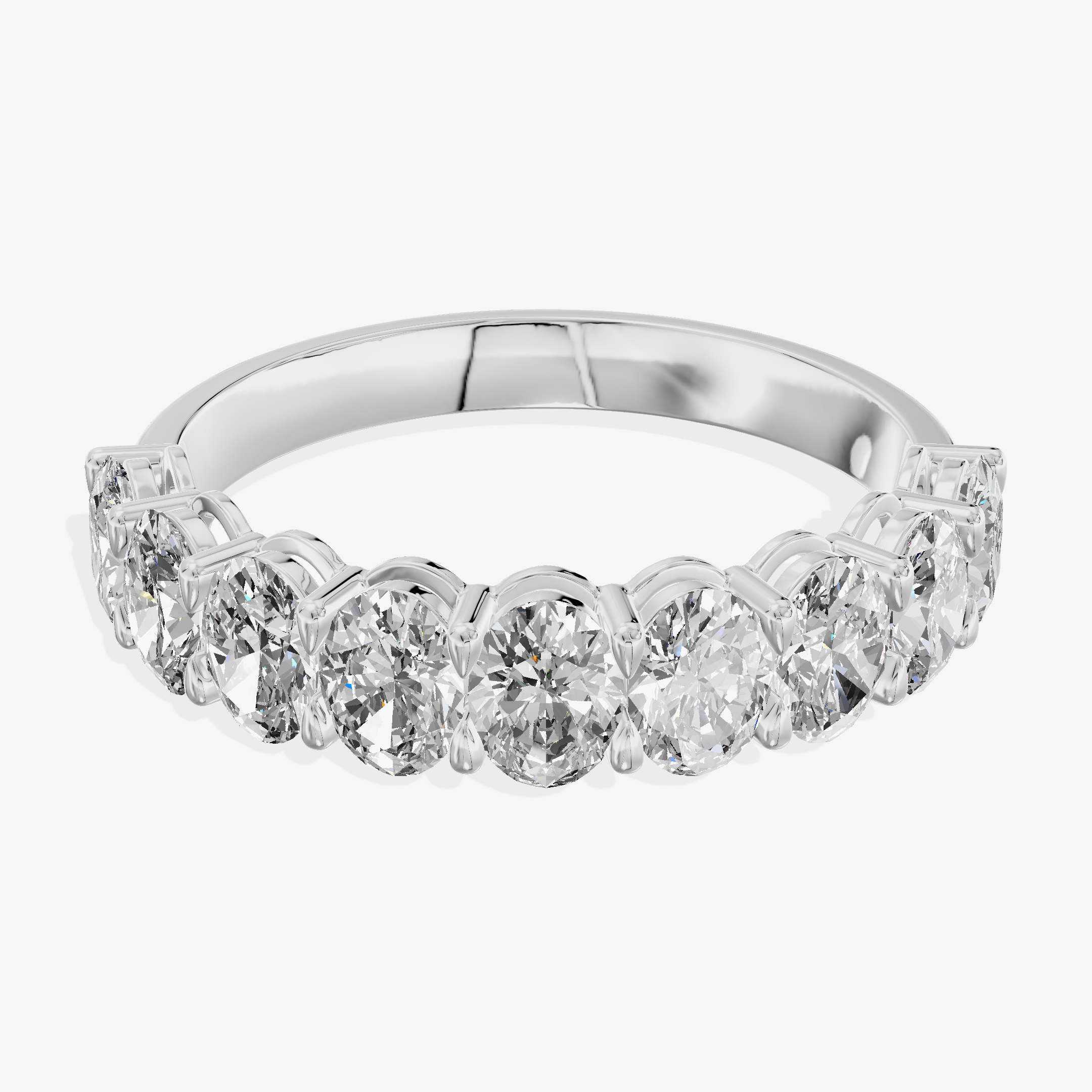 18K White Gold 1.89 Carat Nine-Stone Oval Cut Lab-Grown Diamond Ring (D-E VS-VVS)