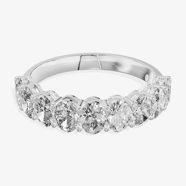 18K White Gold 1.89 Carat Nine-Stone Oval Cut Lab-Grown Diamond Ring (D-E VS-VVS)