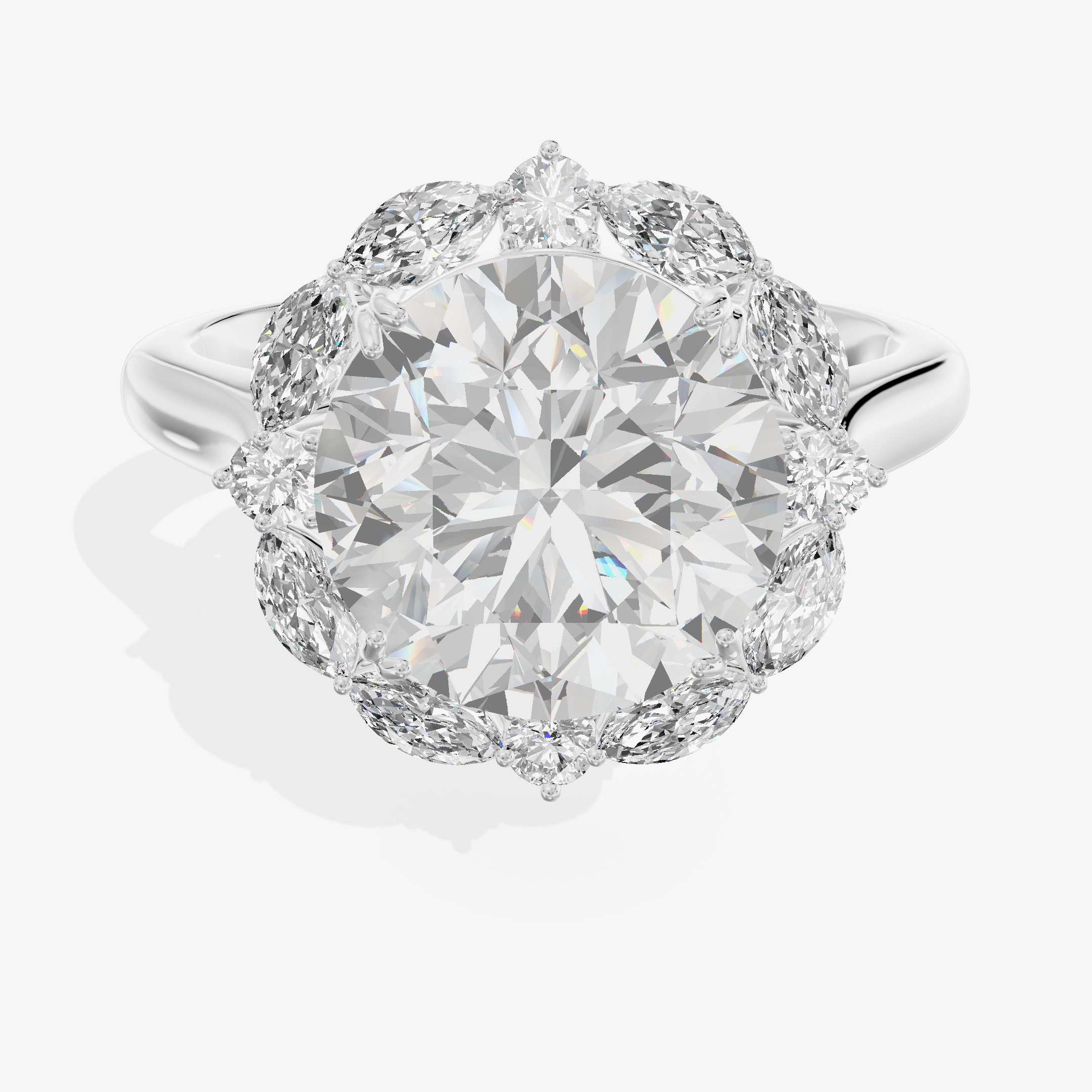 18K White Gold Ring with 1.02 Carat Round Cut Lab-Grown Diamond