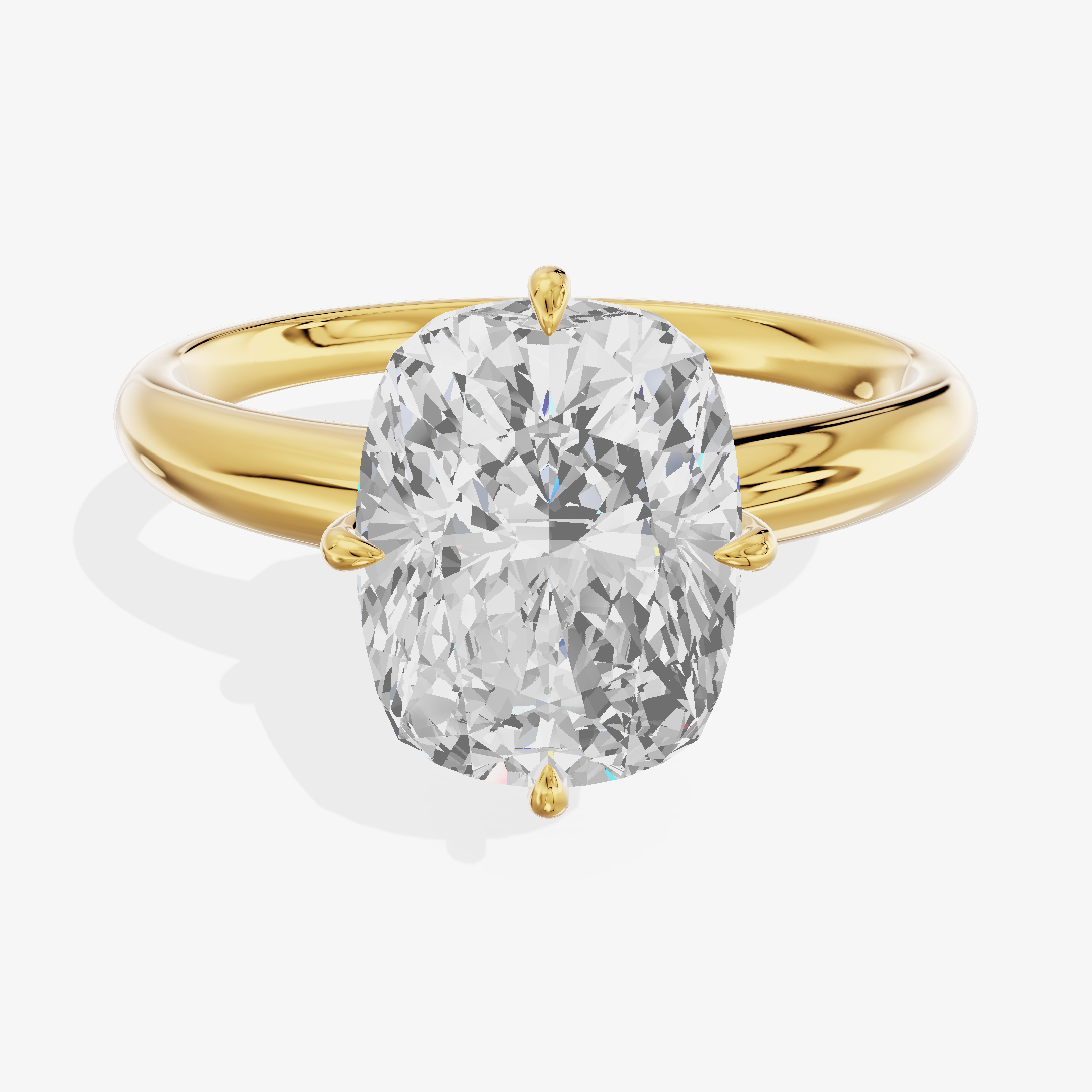 14K Yellow Gold Ring with 3.03 Carat Cushion Cut Lab-Grown Diamond