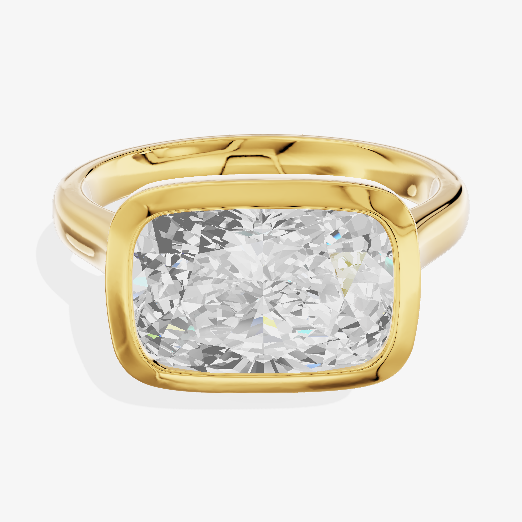 14K Yellow Gold Ring with 3.02 Carat Cushion Cut Lab-Grown Diamond