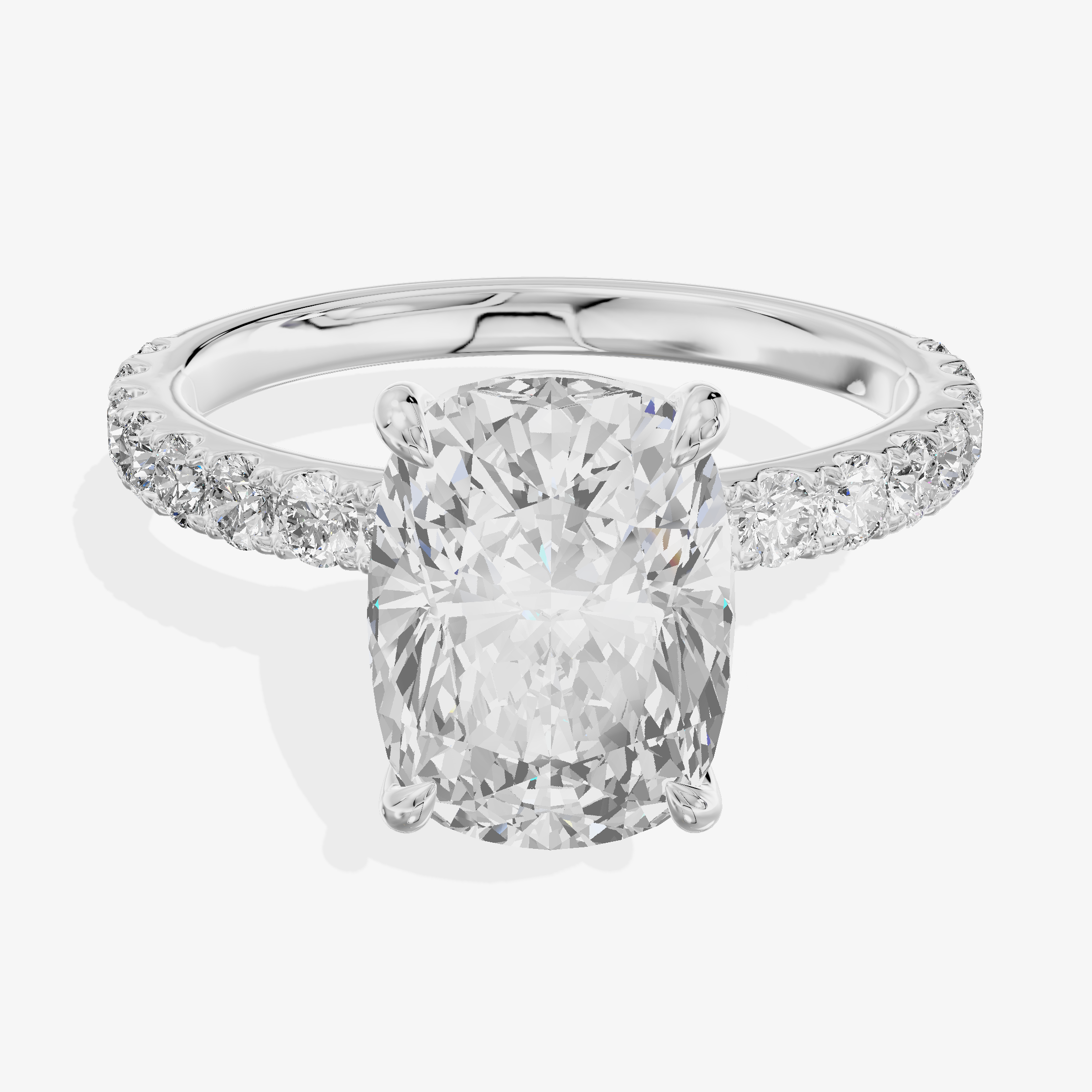 18K White Gold 2.04 Carat Cushion Cut Lab-Grown Diamond E VVS2 Halo Ring