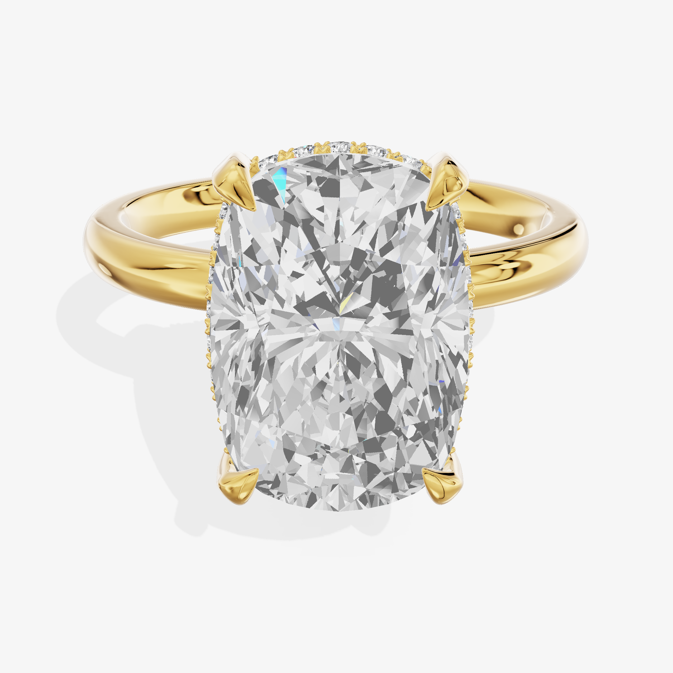 18K Yellow Gold 5.02 Carat Cushion Cut Lab-Grown Diamond E VVS1 Halo Ring