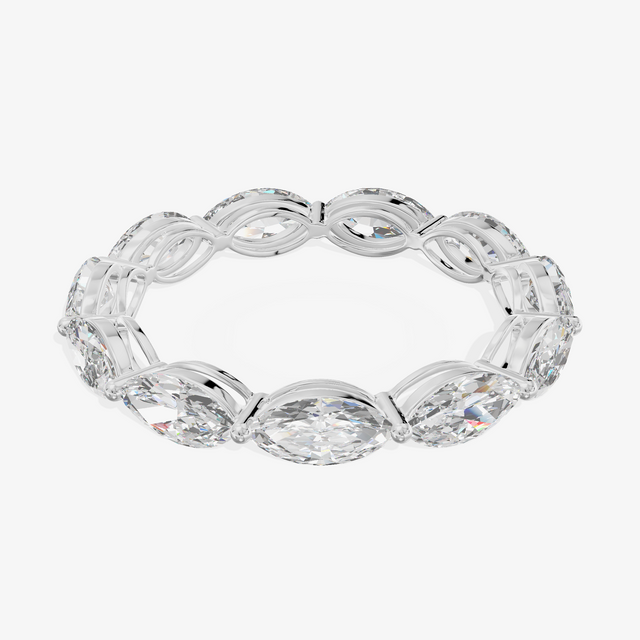 18K White Gold 1.69 Carat 11-Stone Marquise Cut Lab-Grown Diamond Band Ring