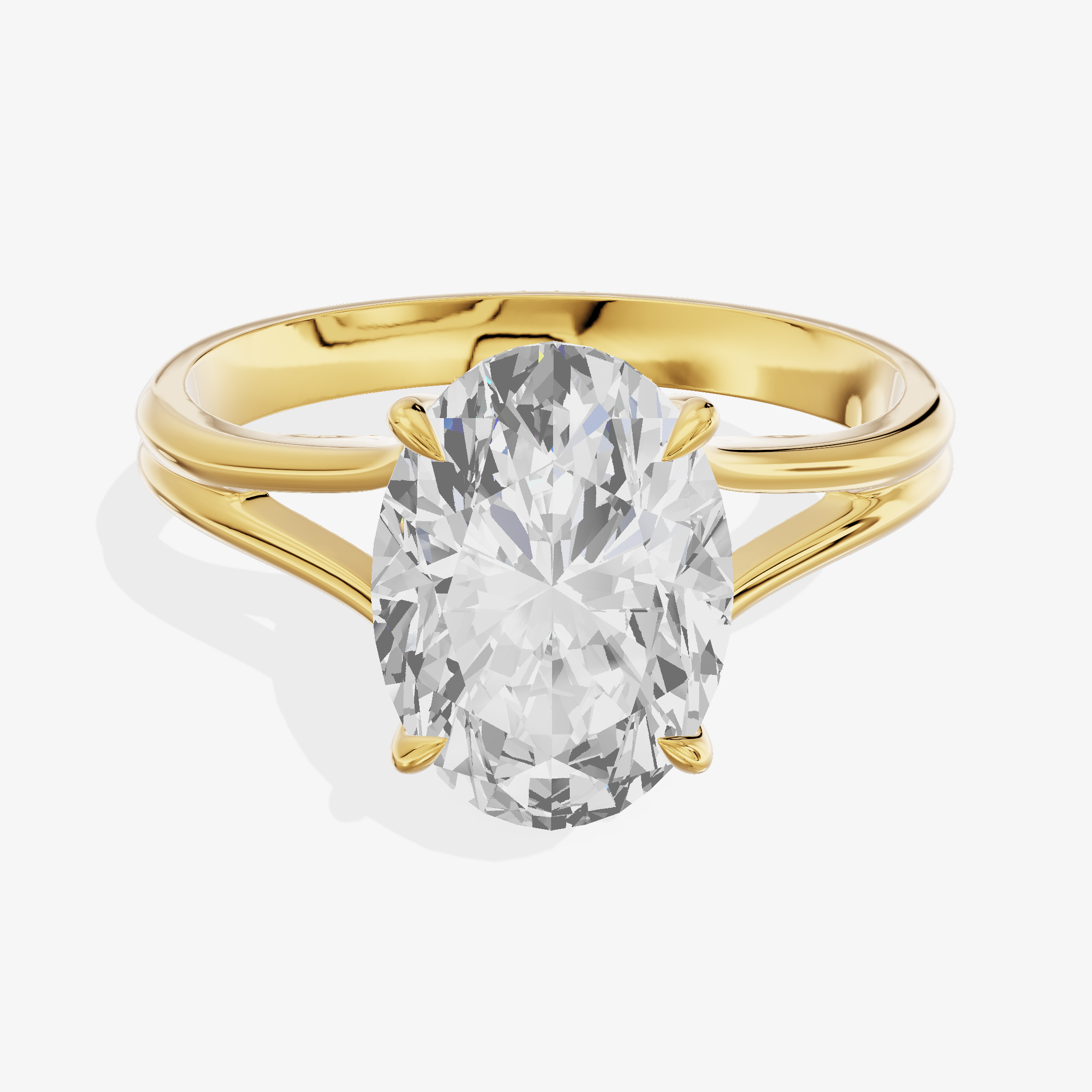 18K Yellow Gold 3.10 Carat Oval Cut Lab-Grown Diamond D VVS2 Solitaire Ring with Diamond Accents