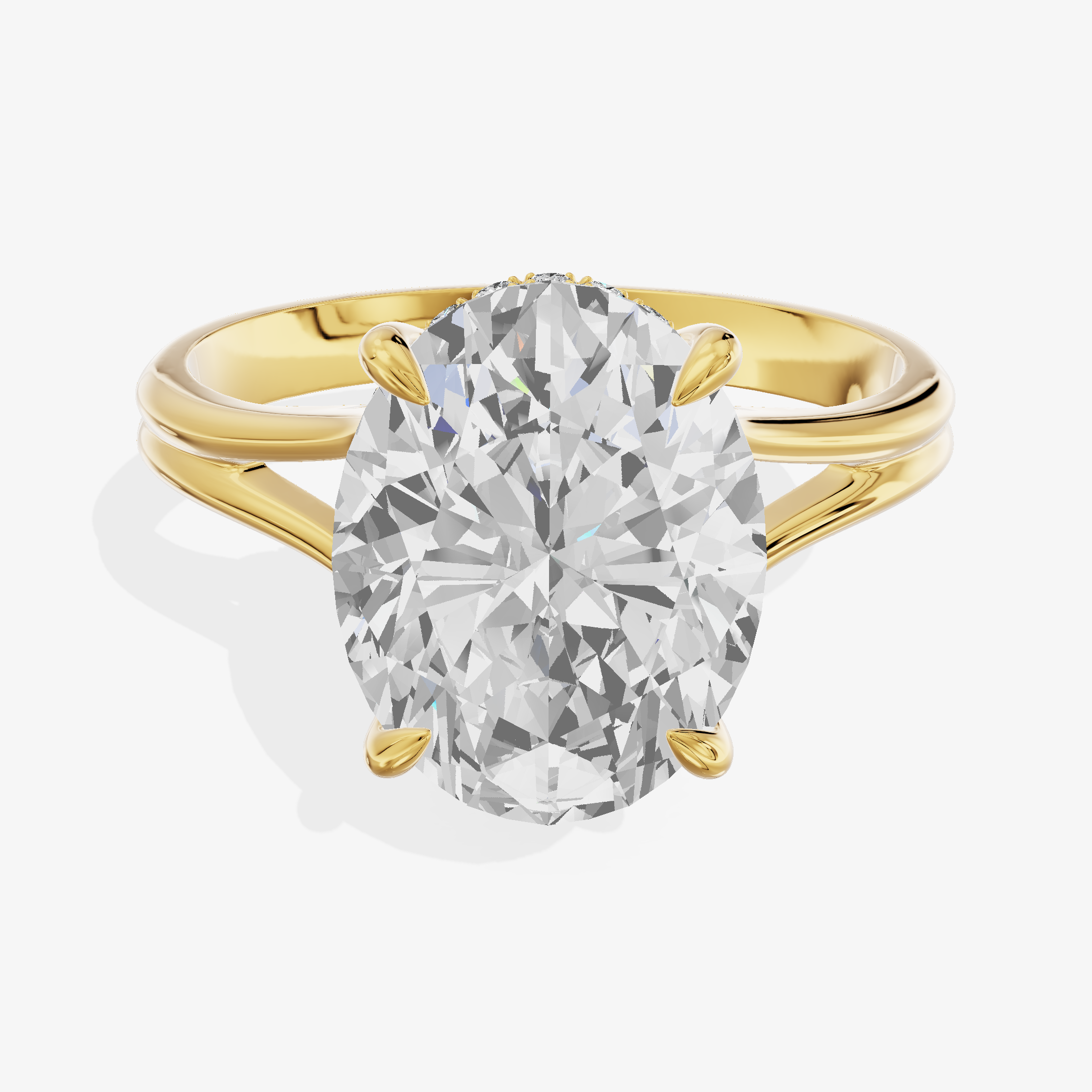 18K Yellow Gold 5.52 Carat Oval Cut Lab-Grown Diamond E VVS1 Solitaire Ring with Diamond Accents