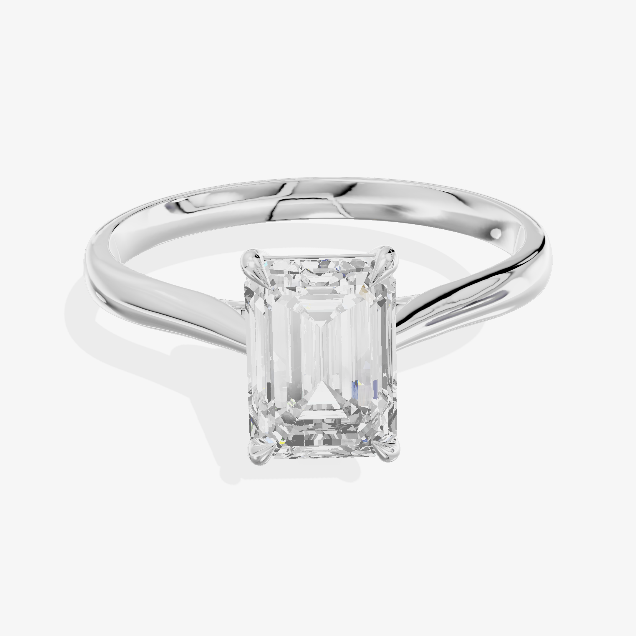 18K White Gold 1.05 Carat Emerald Cut Lab-Grown Diamond D VVS2 Solitaire Ring