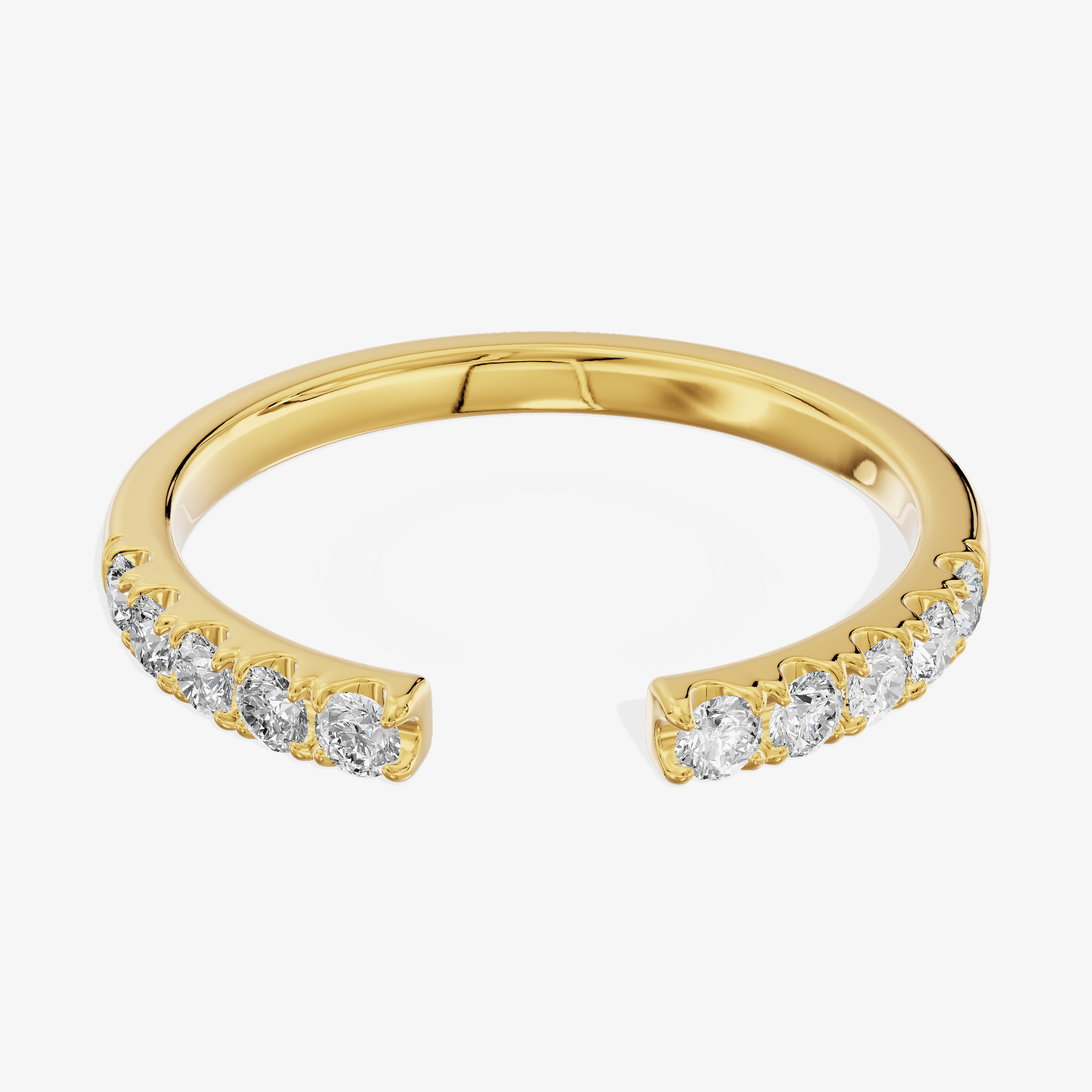 18K Yellow Gold 0.38 Carat 10-Stone Round Lab-Grown Diamond Band Ring