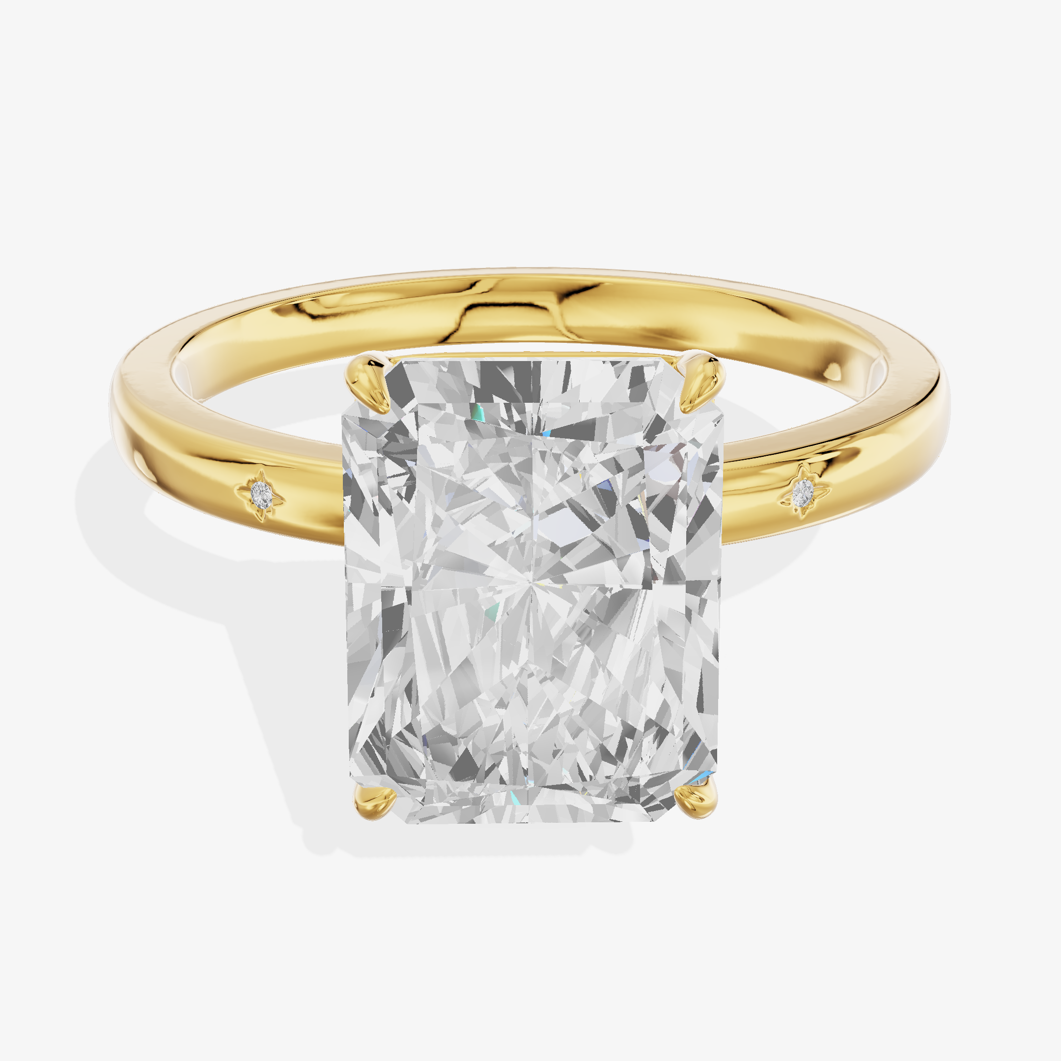 18K Yellow Gold 3.03 Carat Radiant Cut Lab-Grown Diamond D VVS2 Solitaire Ring with Diamond Accents