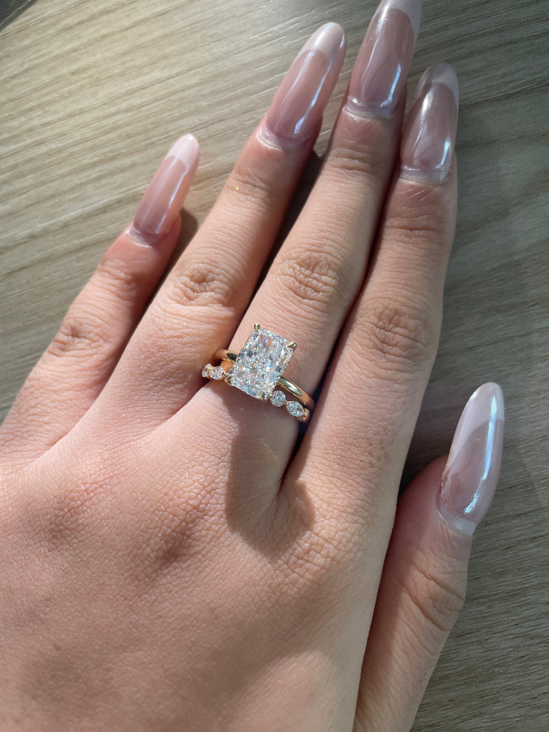 Deposit for Autumn 14k yellow gold, 3.45ct main stone+0.198ct side stone for radiant diamond ring,E/VS / 14k yellow gold, 0.5ct, for marquise and round cut band, D-E/VS-VVS