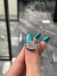 For Yu__kim134 14K solid yellow gold Radiant cut 3carat E VVS2 with 0.512ct marquise band, with a 0.597ct engagement band