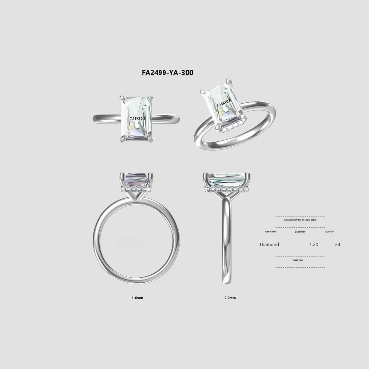 Custom for Carolina, 3ct radiant D/VVS2, with hidden halo