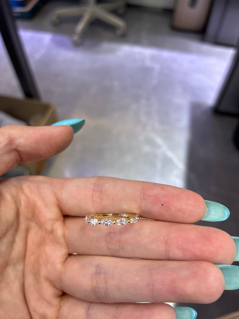 For Kari 14k yellow gold 0.529ct marquise half eternity band
