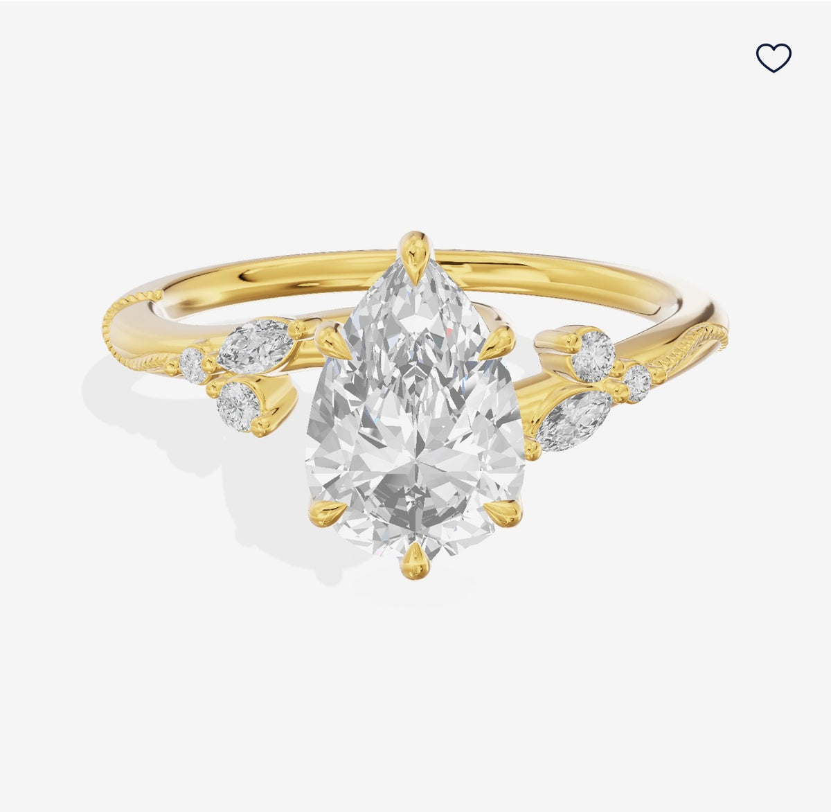 For Davis Michael, Cutom Vintage Lumera Pear Engagement Ring with 1.32ct Fancy yellow diamond, VVS2 clarity, in 14k yellow gold