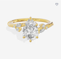 For Davis Michael, Cutom Vintage Lumera Pear Engagement Ring with 1.32ct Fancy yellow diamond, VVS2 clarity, in 14k yellow gold