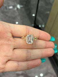 Deposit For genniesloan7 14K solid white gold, 4.09ct emerald cut E VS1 with 0.937ct marquise side stones ring