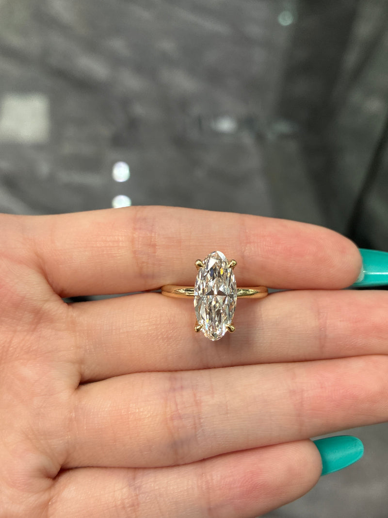 For SAB 14k solid yellow gold 3.03ct moval F VS1, with 0.331ct hidden halo