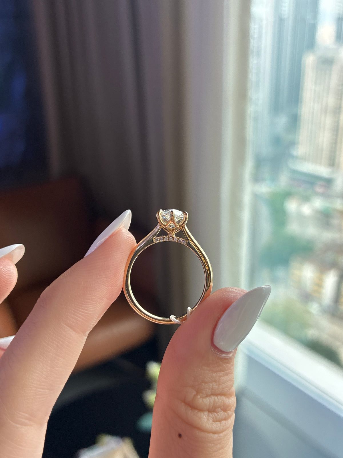 For Jennifer 14k solid gold 2.05ct Dutch marquise crisscut with 0.041ct sidestones, flower basket