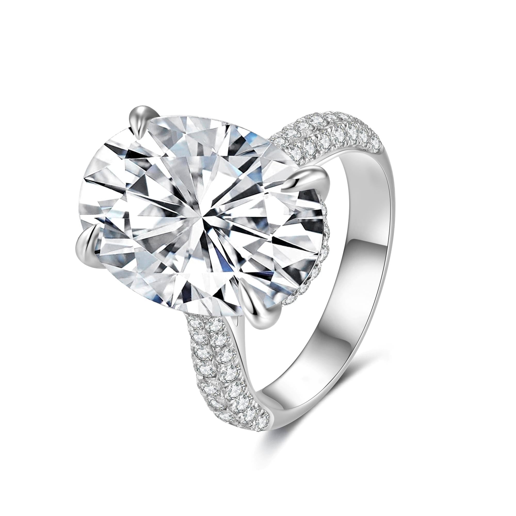 10.05ct Oval Lab-Grown Diamond Pave Engagement Ring — Platinum PT950, E/VS, 11.05ct t.w.