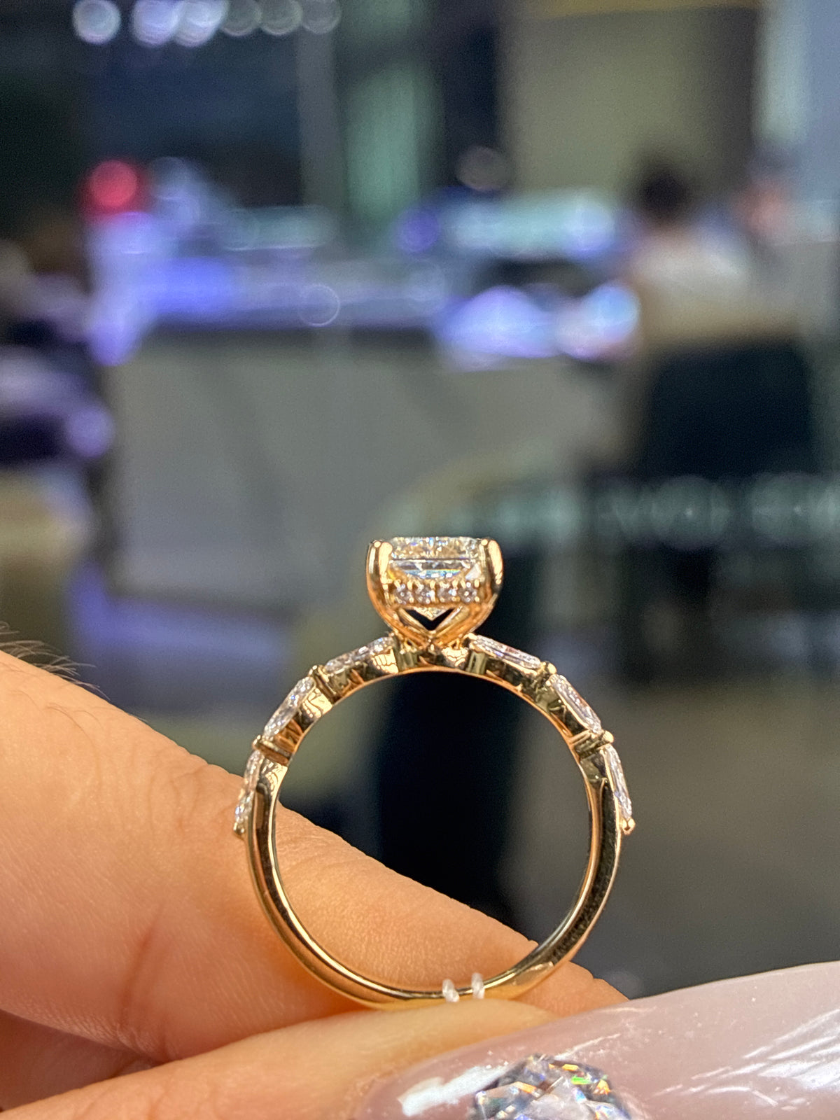 For Monica Gomez1882, 14k yellow gold, 2.01ct center stone, E/VVS2, ready to ship