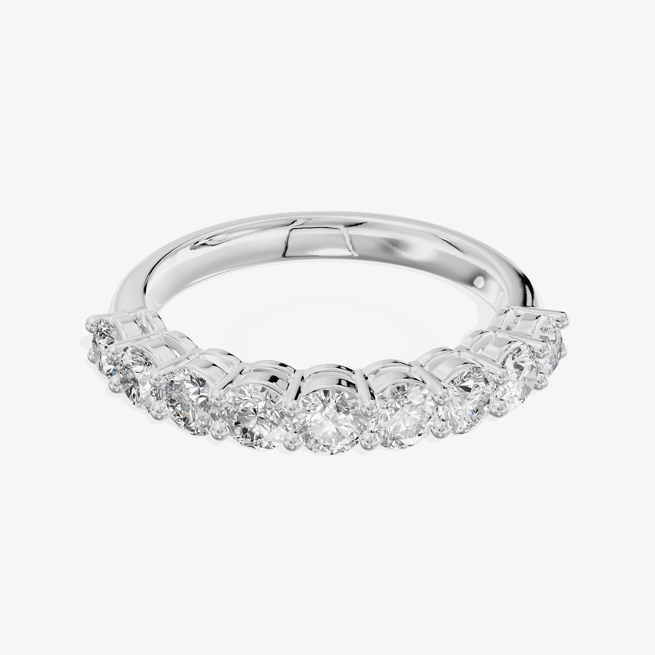 18K White Gold 0.91 Carat 9-Stone Round Lab-Grown Diamond Band Ring (D-E VS-VVS)