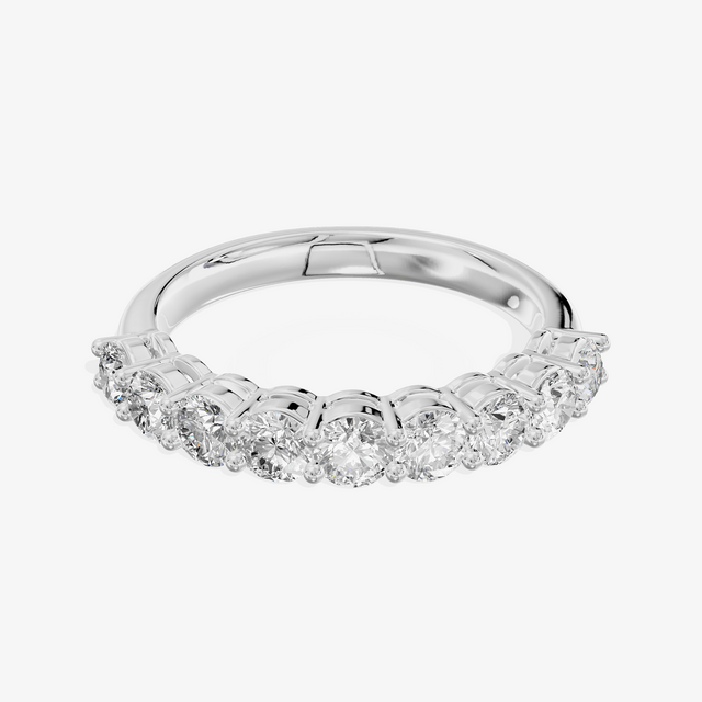 18K White Gold 0.91 Carat 9-Stone Round Lab-Grown Diamond Band Ring (D-E VS-VVS)