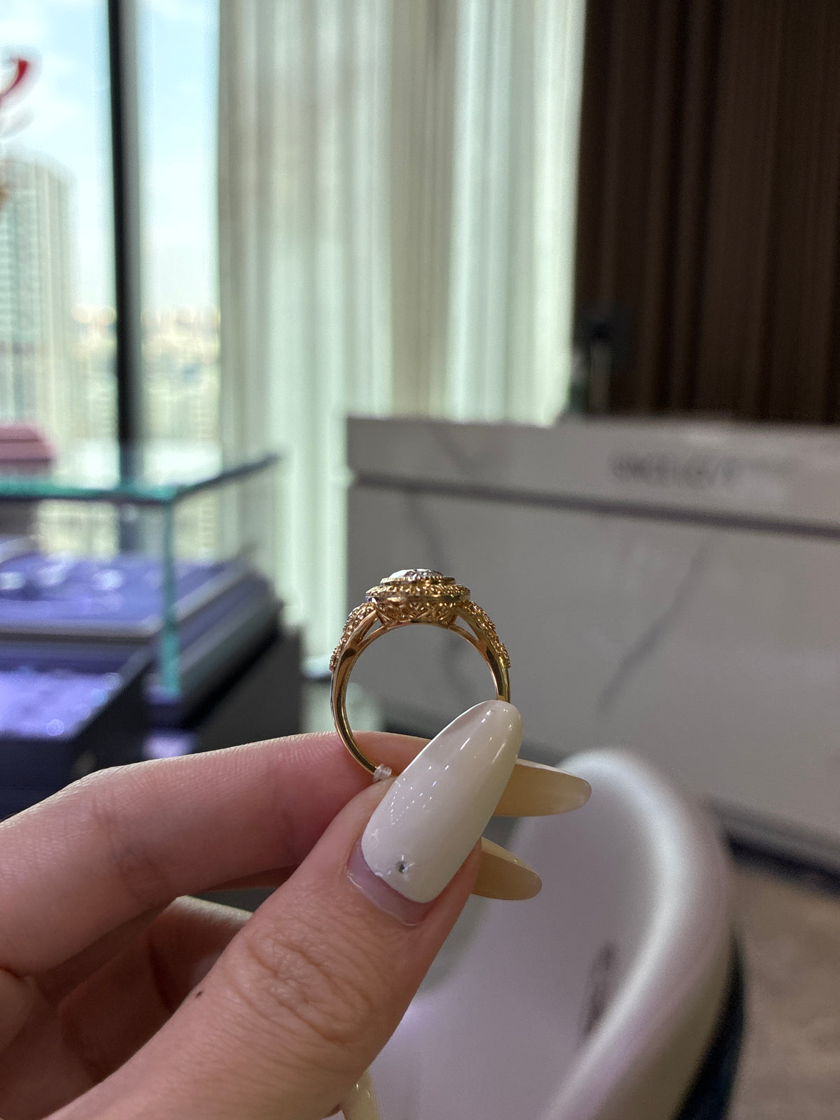 Deposit for keyboard 14K solid yellow gold antique setting for a 3.8ct oval