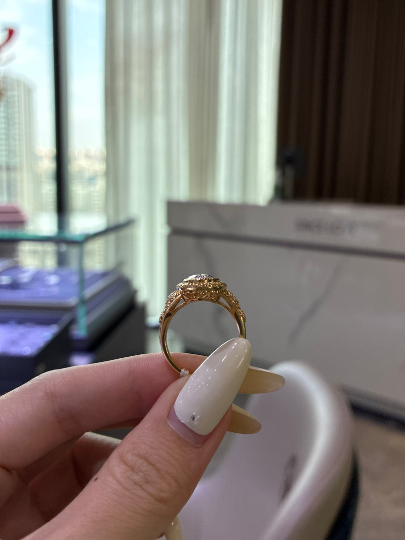 Deposit for keyboard 14K solid yellow gold antique setting for a 3.8ct oval