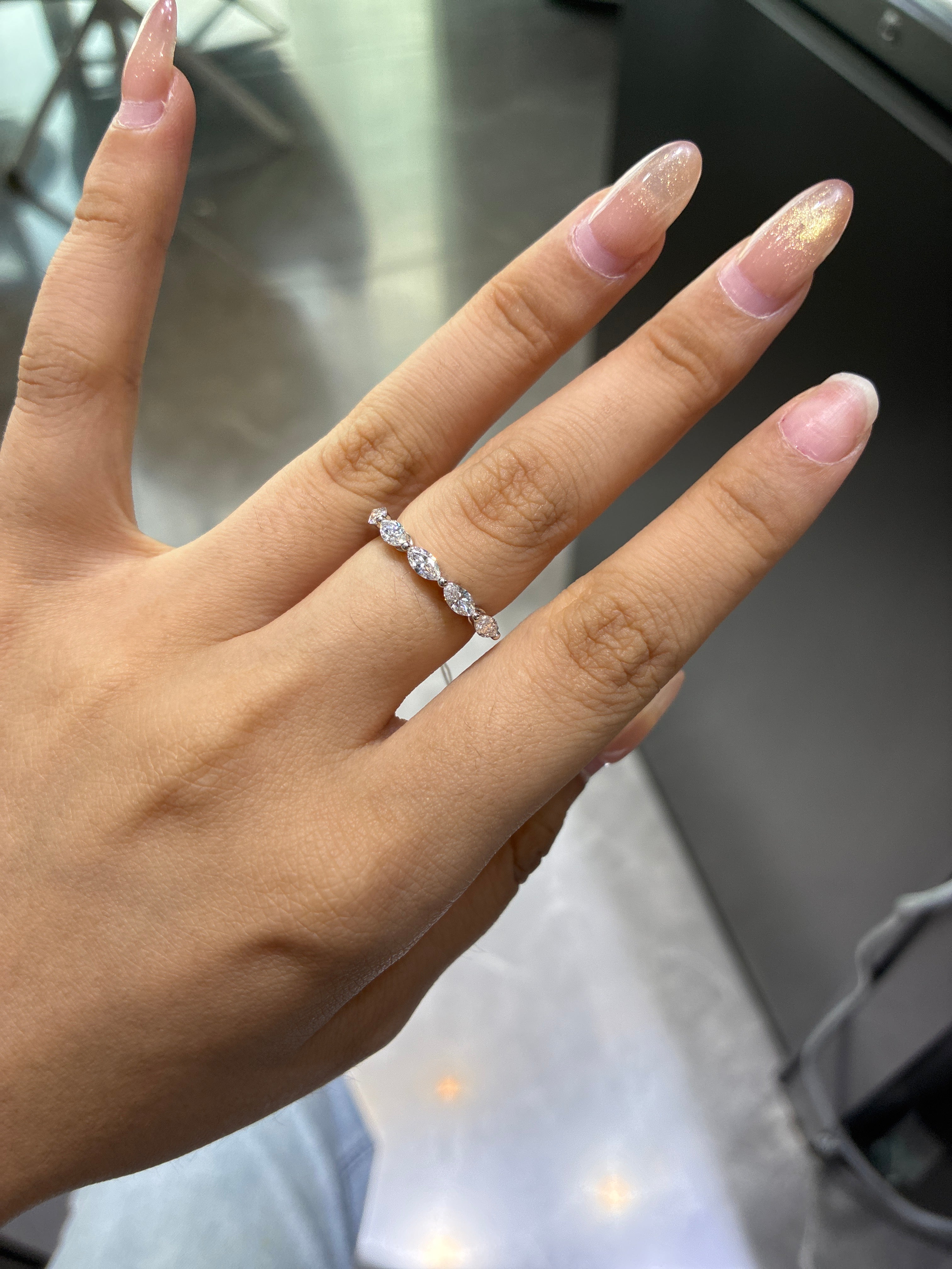 For Ann platinum half marquis band customize