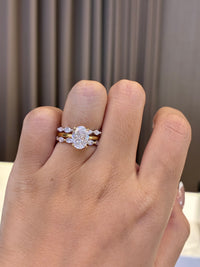 For Jazzy, Deposit for Bridal Set, 3ct Oval Solitaire with Hidden halo , D/VVS2 + two Half Eternity marquise bands in 18K yellow gold