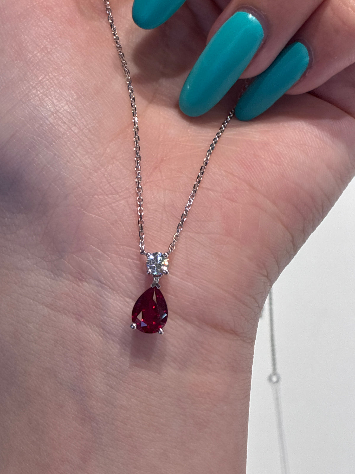 Deposit for Mariana 14K solid yellow gold 1.47 pear ruby bezel setting,without round diamond,instead of a bail, pendant only.