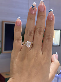 For ME, Deposit for 3.03ct +1.08ct Oval Lab Diamond Ring, D/VS1, 14k yellow gold