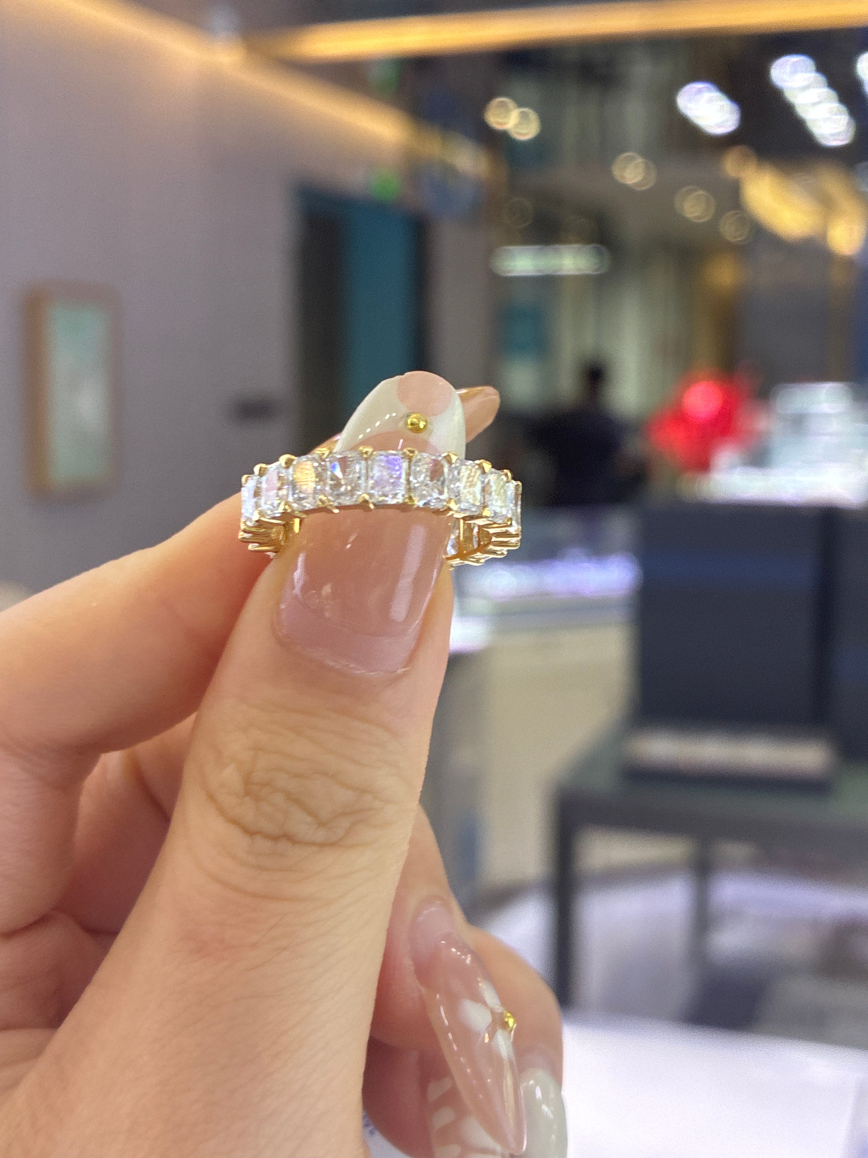 For Haley 18k yellow gold Full eternity band DE/VS-VVS customized