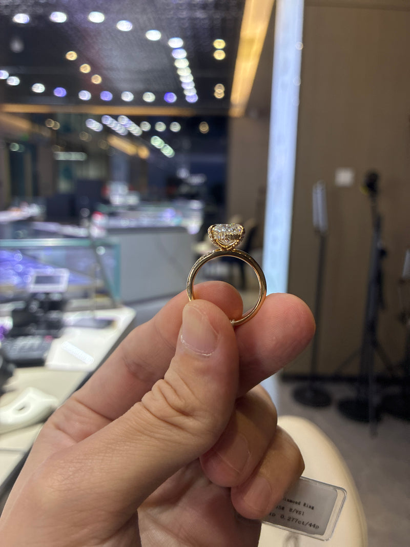 For Christianne_EIZ Moval solitaire ring 14K solid yellow gold US Size 6.75 5.01ct E/VS1