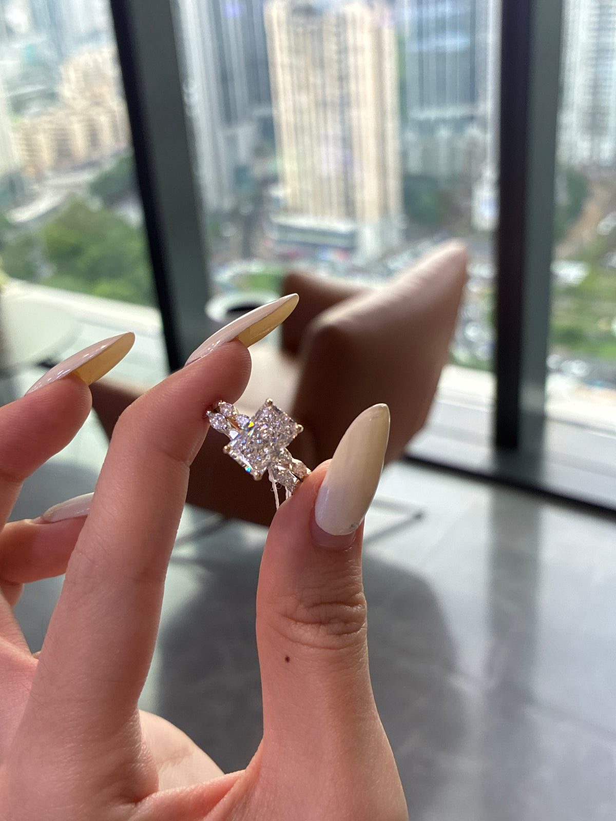 Deposit for Rebeca 14k solid white gold 2.5ct radiant E/VVS2, with marquise bubble band➕0.60ct wedding band