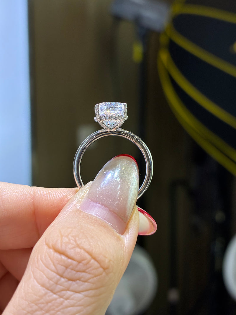 For Kayla, 3.87ct+0.168ct Oval Solitaire Hidden Halo Lab Diamond Ring, D/VVS2