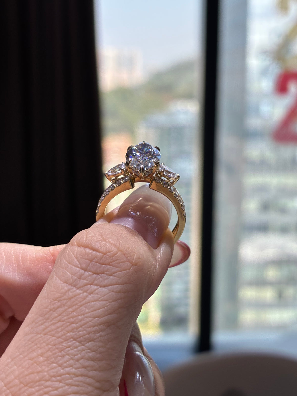 For Kayla,Bridal Set(3ct+0.499ct Marquise Ring +0.745ct Open Band) Customized