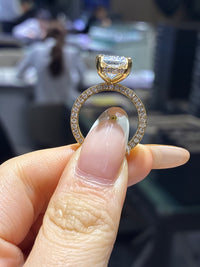 For cici 18k yellow gold radiant cut with hidden pave E/vs1 main stone 5.05ct side stone 1.05ct